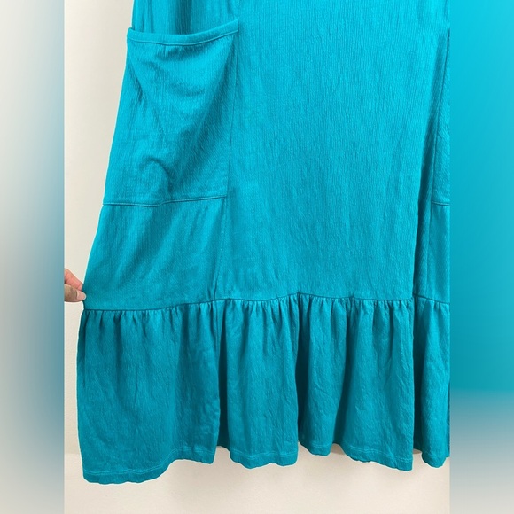 Soft Surroundings Short Sleeve Fleur Midi Dress in Peacock Green Size small - Picture 7 of 9